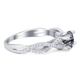 Art Deco Round Natural Stone Solitaire Ring