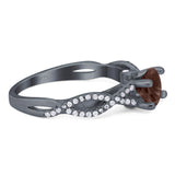 Art Deco Round Natural Stone Solitaire Ring