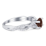 Art Deco Round Natural Stone Solitaire Ring