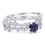 Two Piece Round Natural Stone Floral Ring