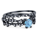 Two Piece Round Natural Stone Floral Ring