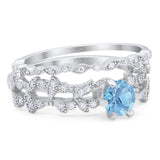 Two Piece Round Natural Stone Floral Ring
