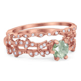 Two Piece Round Natural Stone Floral Ring