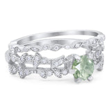 Two Piece Round Natural Stone Floral Ring