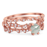 Two Piece Round Natural Stone Floral Ring