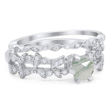Two Piece Round Natural Stone Floral Ring