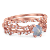 Two Piece Round Natural Stone Floral Ring