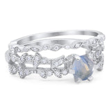 Two Piece Round Natural Stone Floral Ring