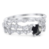 Two Piece Round Natural Stone Floral Ring