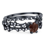 Two Piece Round Natural Stone Floral Ring