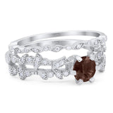 Two Piece Round Natural Stone Floral Ring