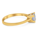 Minimalist Round Natural Stone Solitaire Ring