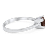Minimalist Round Natural Stone Solitaire Ring
