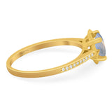 Vintage Style Round Natural Stone Flower Ring