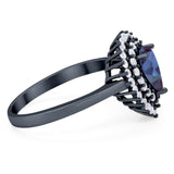 Pear Teardrop Natural Stone Halo Ring