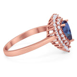 Pear Teardrop Natural Stone Halo Ring