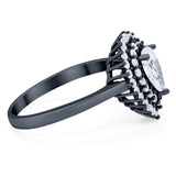 Pear Teardrop Natural Stone Halo Ring