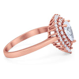 Pear Teardrop Natural Stone Halo Ring