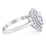 Pear Teardrop Natural Stone Halo Ring