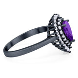 Pear Teardrop Natural Stone Halo Ring