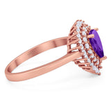 Pear Teardrop Natural Stone Halo Ring