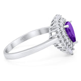 Pear Teardrop Natural Stone Halo Ring