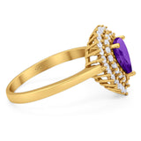 Pear Teardrop Natural Stone Halo Ring