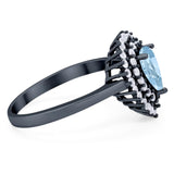 Pear Teardrop Natural Stone Halo Ring