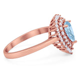 Pear Teardrop Natural Stone Halo Ring