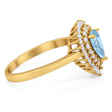 Pear Teardrop Natural Stone Halo Ring