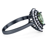 Pear Teardrop Natural Stone Halo Ring