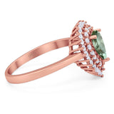 Pear Teardrop Natural Stone Halo Ring