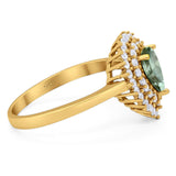 Pear Teardrop Natural Stone Halo Ring
