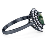 Pear Teardrop Natural Stone Halo Ring