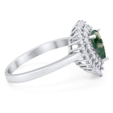 Pear Teardrop Natural Stone Halo Ring