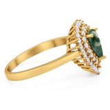 Pear Teardrop Natural Stone Halo Ring