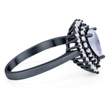 Pear Teardrop Natural Stone Halo Ring