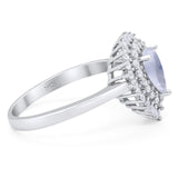 Pear Teardrop Natural Stone Halo Ring