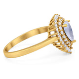 Pear Teardrop Natural Stone Halo Ring