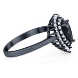 Pear Teardrop Natural Stone Halo Ring