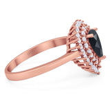 Pear Teardrop Natural Stone Halo Ring