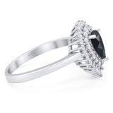 Pear Teardrop Natural Stone Halo Ring