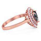 Pear Teardrop Natural Stone Halo Ring