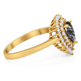 Pear Teardrop Natural Stone Halo Ring