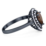 Pear Teardrop Natural Stone Halo Ring