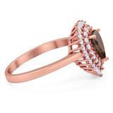 Pear Teardrop Natural Stone Halo Ring