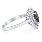 Pear Teardrop Natural Stone Halo Ring