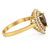 Pear Teardrop Natural Stone Halo Ring