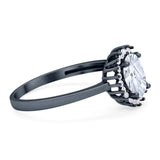 Vintage Style Oval Natural Stone Flower Ring