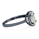 Vintage Style Oval Natural Stone Flower Ring